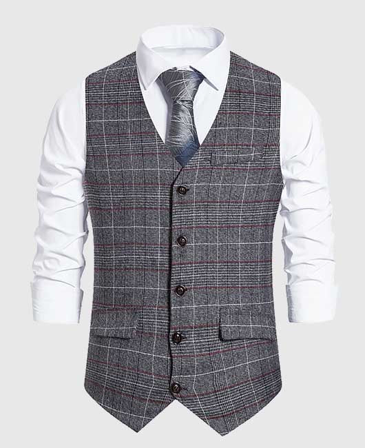 Modern Button Front V Neck Vest
