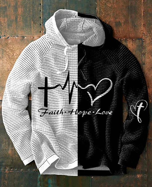 Splicing Letter & Graphic Raglan Sleeve Hoodie