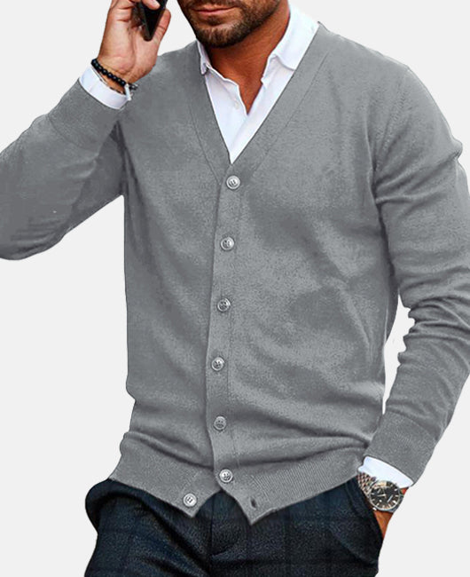 Plain Casual Button Up Knit Cardigan